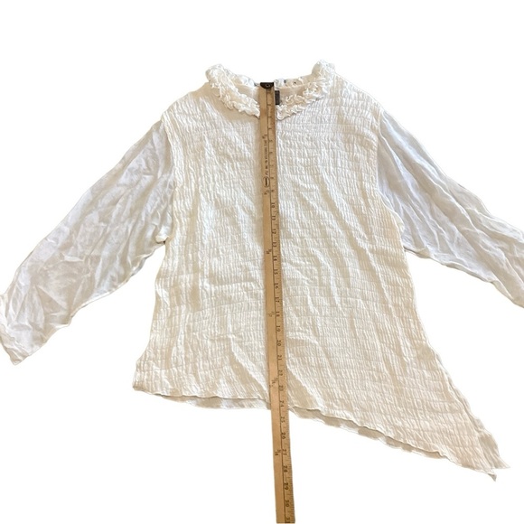 Exotic Brand Womens Silk Top Bottom Set Ruffled Collar Size XS Sheer Gauze Sheer - Picture 7 of 16